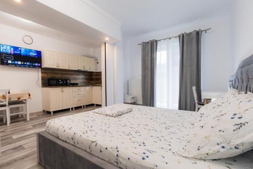 En eller flere senge i et værelse på Luxury Radox Brasov 94