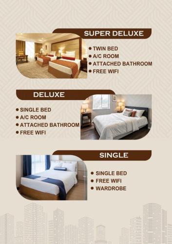 a flyer for a hotel room with two beds at Mp DREAMS ROOMS in Edappāl