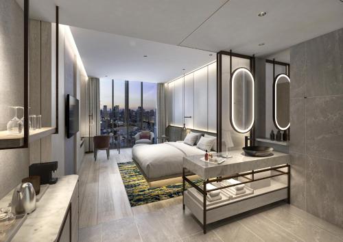 Un ou plusieurs lits dans un hébergement de l'établissement Grand Nikko Bangkok Sathorn