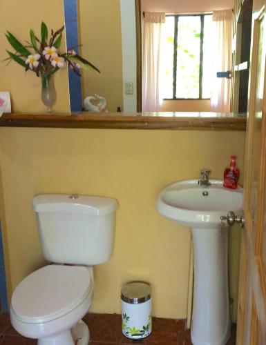 a bathroom with a toilet and a sink at Aloha Surf Nosara - Kahala Hui Cabins #3 in Nosara