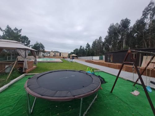 a trampoline on a green floor in a yard at Quinta da Carolina in Sebolido