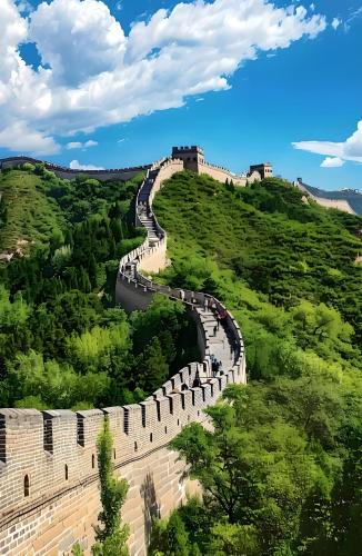 a view of the great wall of china at Beijing city center - Cosy family suite with city view in Beijing