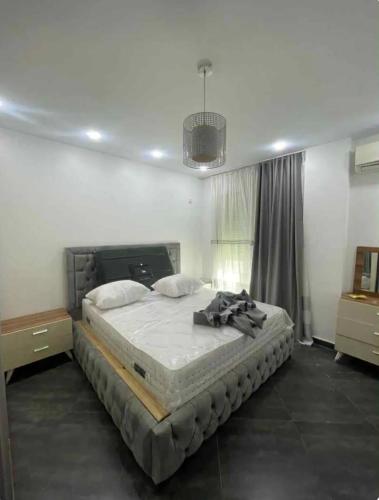 une chambre avec un grand lit dans une pièce dans l'établissement Logement idéal pour vos séjours - 8ème étage avec ascenseur, à Birmandreis