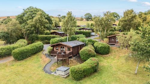 an aerial view of a house with a yard at Sunny View in Rhayader