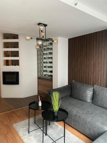 Zona de estar de Skyline Suite Skopje