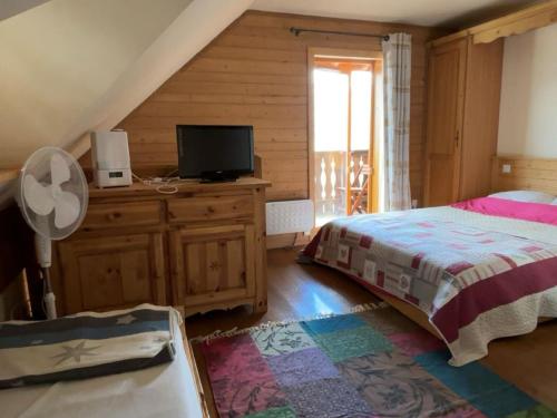 a bedroom with a bed and a tv on a dresser at Superbe T2 à Pra Loup 1500, 6 Couchages - FR-1-165A-194 in Uvernet-Fours