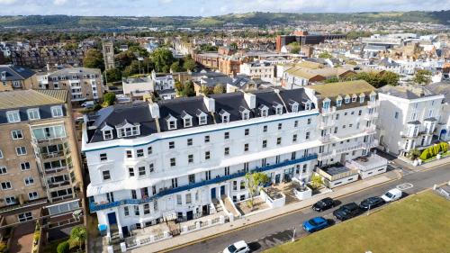 an aerial view of a city with buildings at The Southcliff Hotel in Folkestone