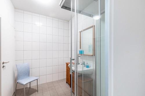 a bathroom with a sink and a mirror at Bacchus Holiday Homes in Bacharach