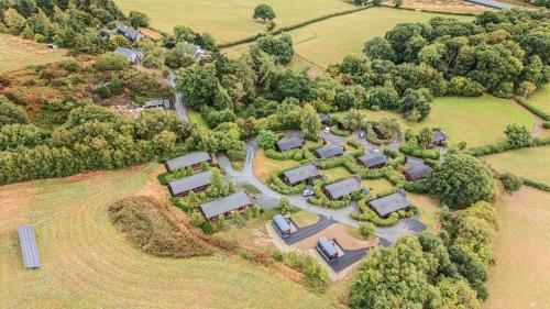 an aerial view of a estate with a group of homes at Glanyrafon in Rhayader