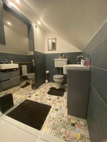 ein Badezimmer mit Waschbecken und Toilette in der Unterkunft Riverside Cottage in Square