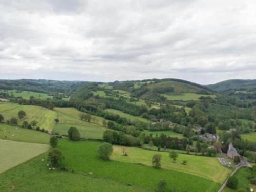 an aerial view of a green field with trees at Boogie House in Dochamps