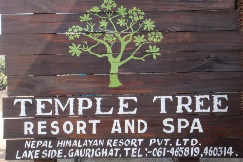 a sign for a temple tree resort and spa at Temple Tree Resort & Spa, Pokhara in Pokhara
