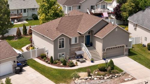 an aerial view of a house at Farmington Gem 6BR Hot Cold Tub Sleeps 15 in Farmington