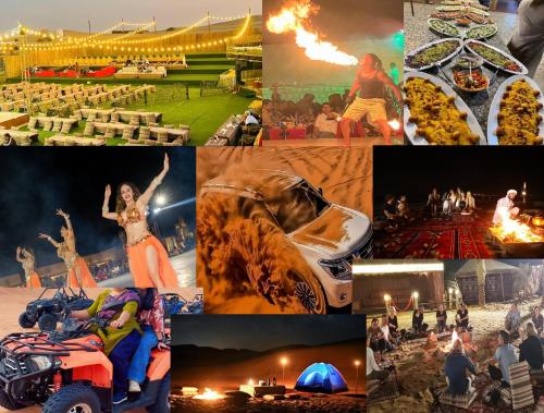 Open Sky Overnight Campsite in Desert Safari Buffet BBQ Entertainments Drinks Bone Fire 4x4 Dune Bashing