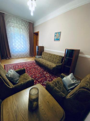a living room with a couch and a table at Апартаменти в центрі in Chernivtsi