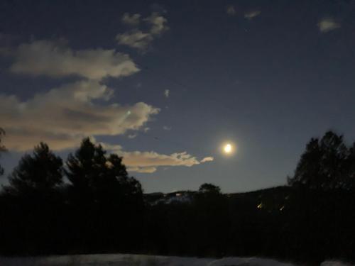 a full moon in the sky at night at Pinebox at Evergreen Modern 20Acres -Serene-Creek in Evergreen