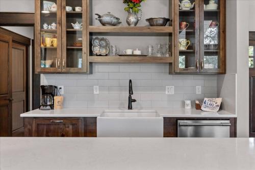 a kitchen with a sink and a counter top at Blanchard Bliss in Blanchard