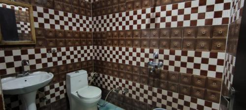 a small bathroom with a toilet and a sink at Welcome Jaisalmer Camp in Jaisalmer