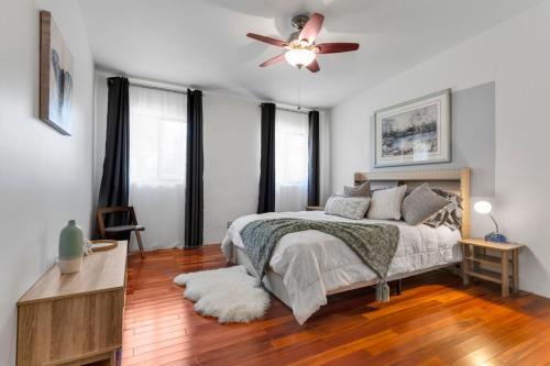 a bedroom with a bed and a ceiling fan at Pony Soldier Sedona Escape in Sedona
