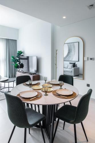 Coin salon dans l'établissement Stunning 2 bed dubai mall burj khalifa downtown ACT 1