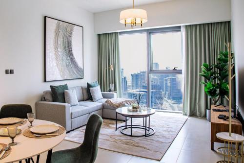 Coin salon dans l'établissement Stunning 2 bed dubai mall burj khalifa downtown ACT 1