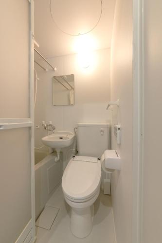 a white bathroom with a toilet and a sink at Trailer Ship Garden Aso - Vacation STAY 09150v in Aso