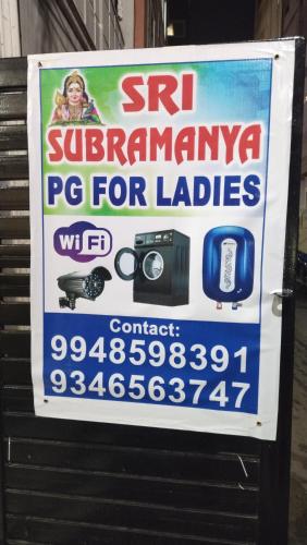 a sign for a srt surveillance pc for ladies at Sri Subramanya pg for ladies in Hyderabad