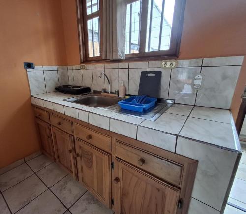 a kitchen with a sink and a counter top at Apartment Quepos Cozy Studio in Quepos