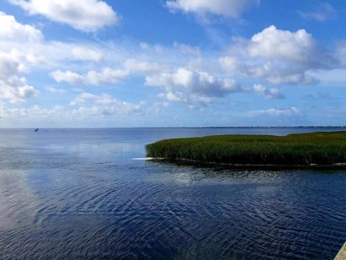 a large body of water with green islands in it at 3 person holiday home in Ringkøbing in Ringkøbing