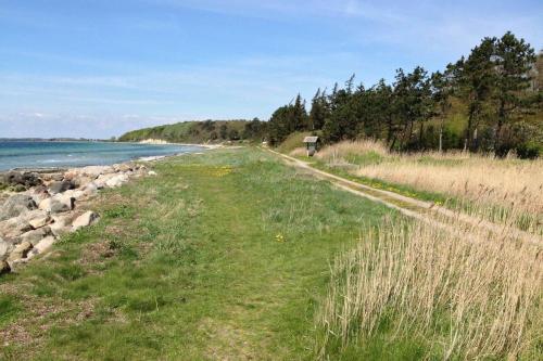 a dirt road next to the water with tall grass at SL292-Rude-Skovlobervej-2 in Rude