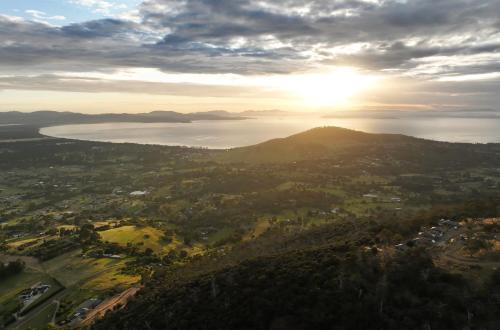 an aerial view of a city and a body of water at Mount Rumney Escapes Seaview House 2 - Eagle House in Mount Rumney