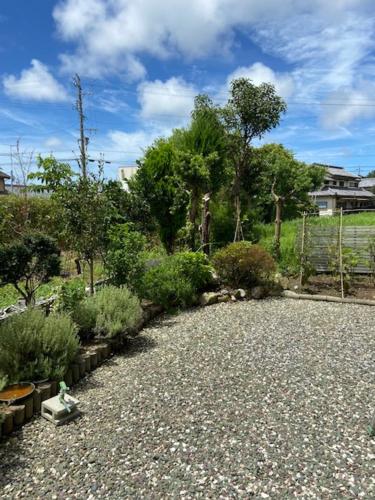 a garden with plants and trees and a fence at 昭和神ヶ谷ハウス in Hamamatsu