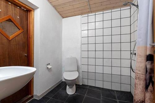 a bathroom with a white toilet and a sink at SB121-Sydals-Osterbyvej-21 in Østerby