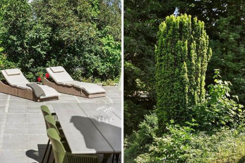 two pictures of a bush with chairs and a cactus at SB101-Tinglev-Sofiedalvej-42 in Tinglev