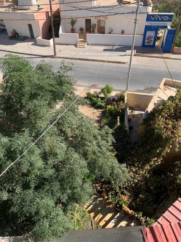 widok z góry na ulicę z drzewami i krzewami w obiekcie Monastery w mieście Wadi Musa