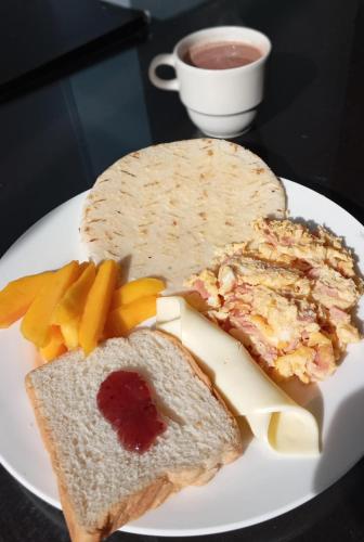 a plate of food with a sandwich and french fries at Hotel Condina Pereira in Pereira