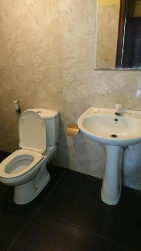 a bathroom with a toilet and a sink at LEAF resorts in Gampola