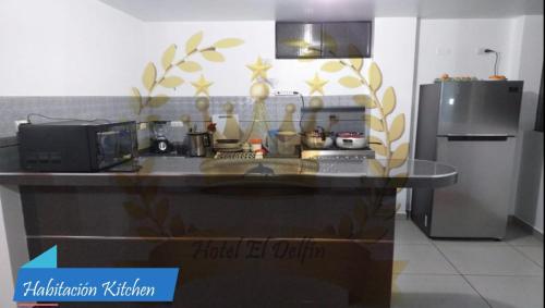 Kuchyň nebo kuchyňský kout v ubytování Hotel El Delfin