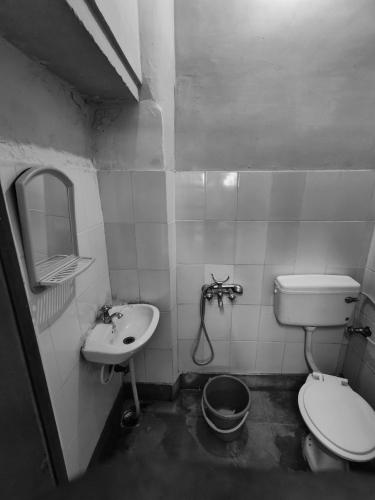 a bathroom with a toilet and a sink at Hotel Nomadic Haveli in Jaisalmer