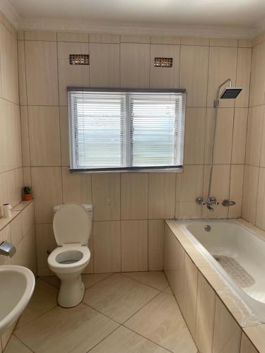 ヌドラにあるHillview Homes Apartmentのトイレ、浴槽、洗面台を備えたバスルーム