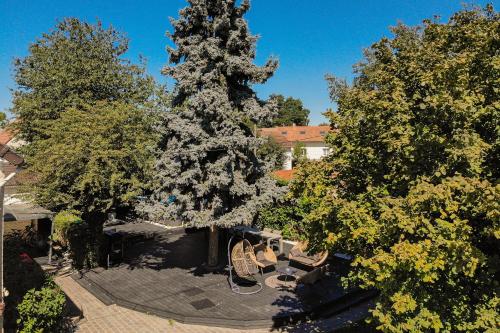 an overhead view of a large christmas tree with a playground at Villa Maxonale pour séjour famille uniquement in Villemoisson-sur-Orge