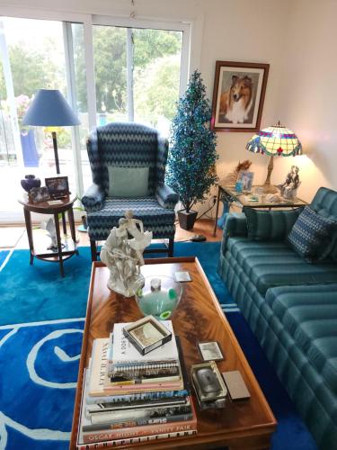 a living room with a couch and a table at Centrally located; Walk anywhere! in San Francisco