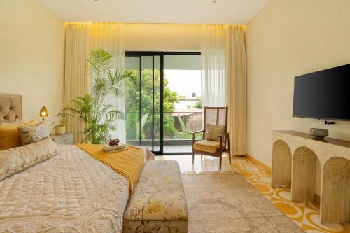 Katil atau katil-katil dalam bilik di ELIVAAS Puro Sol 3-BHK Villa In a Gated Complex With Private Pool & Bathtub Near Popular Beaches