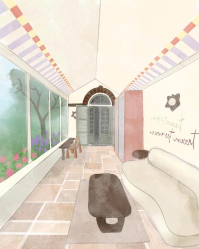 a rendering of a room with an apple store at Verneuil la douce in Verneuil d’Avre et d’Iton