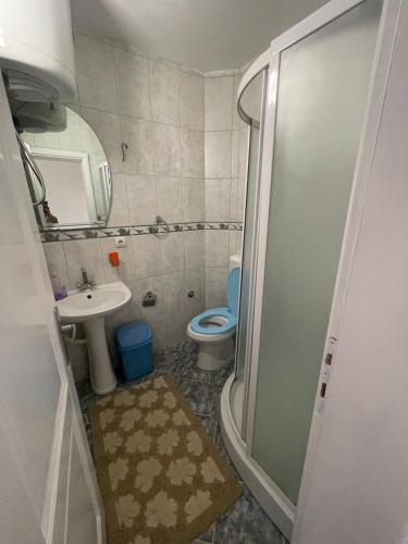 a small bathroom with a toilet and a sink at Apartmani Blu Notte in Ulcinj