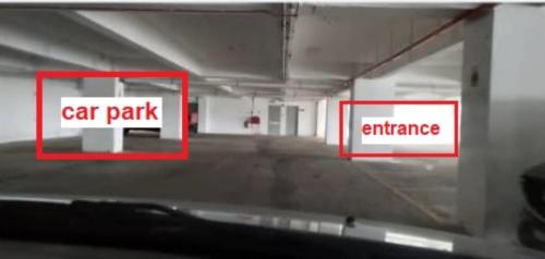 two signs that say car park and entrance at Palas Horizon Home A-6-15 in Brinchang