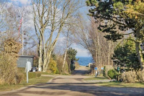a dirt road with trees and the ocean in the background at 30516-Odder-Birkevaenget-7 in Odder