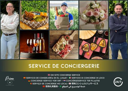 a collage of pictures of different people and food at L'essentiel, calme et climatisé - Accès autonome in La Ferté-Gaucher