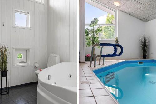 two pictures of a bathroom with a tub and a bath tub at 40571-Juelsminde-Pot-Strandby-116 in Sønderby
