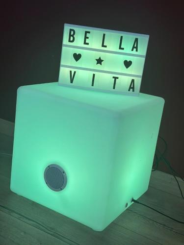 a white box with a sign that reads belka wa at Loft 11 personnes Sauna Jacuzzi in Mouscron